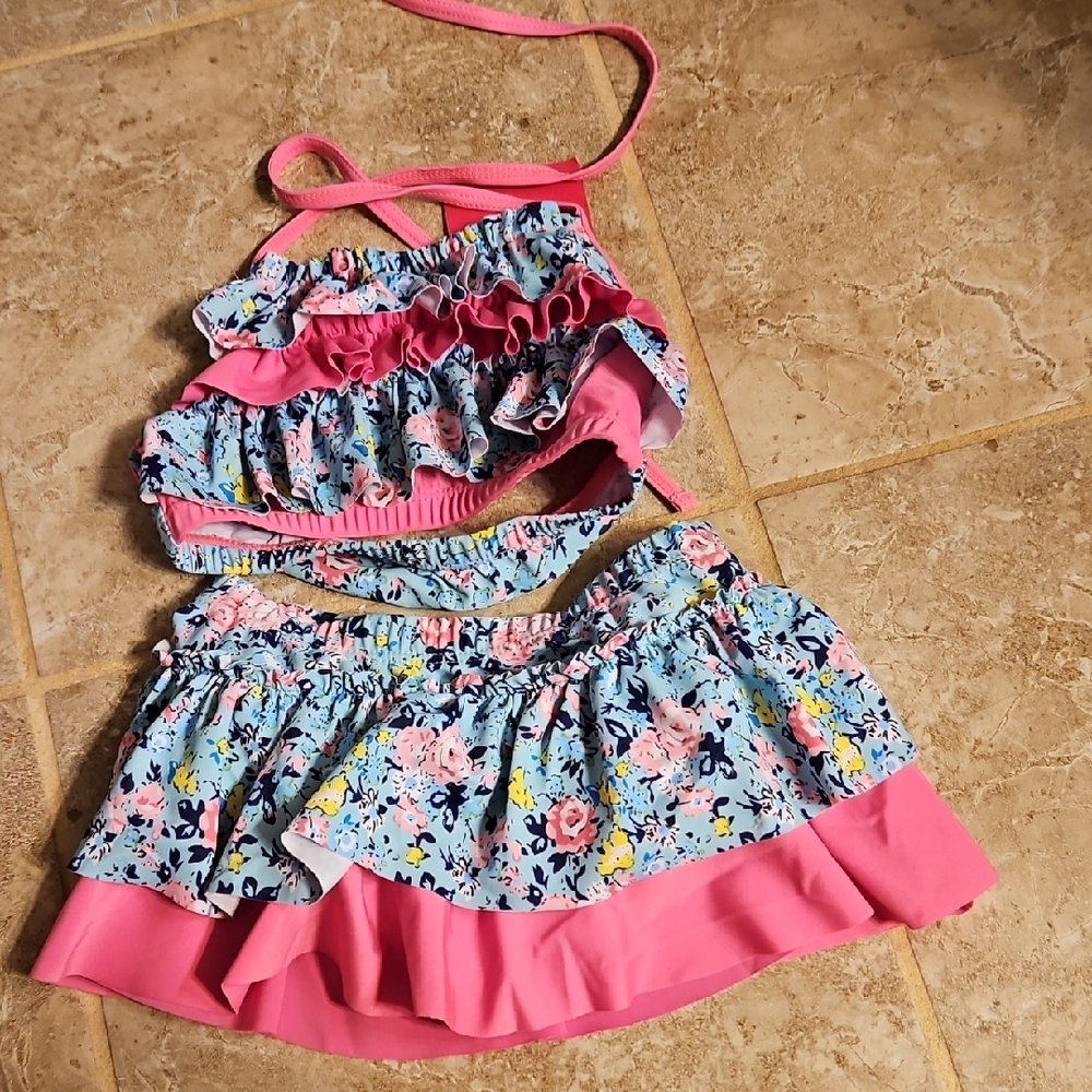 Floral Pink Kids Swim Bikini